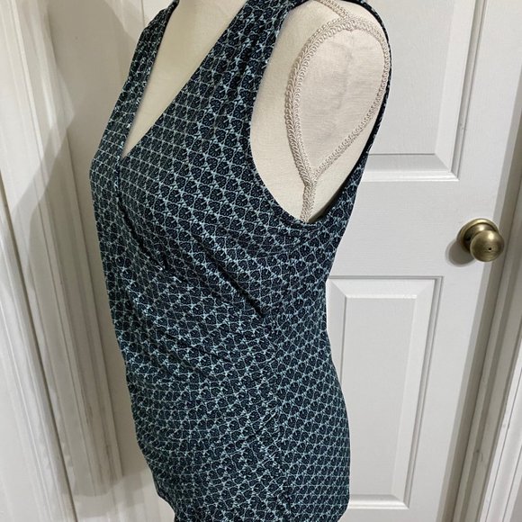 WHBM M Mock Wrap Top with Gathered Waistline and Accents at the Shoulders - Picture 4 of 10